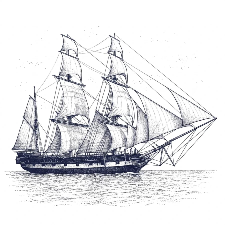 HMS Beagle, hedcut illustration